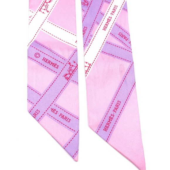 Pink Twilly Logo Ribbon Silk Scarf/Wrap - Picture 6 of 11